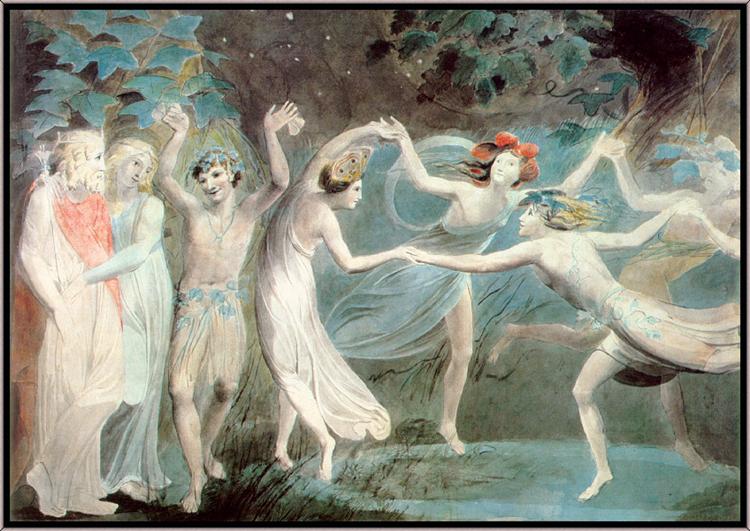 Oberon, Titania and Puck with Fairies Dancing by William Blake