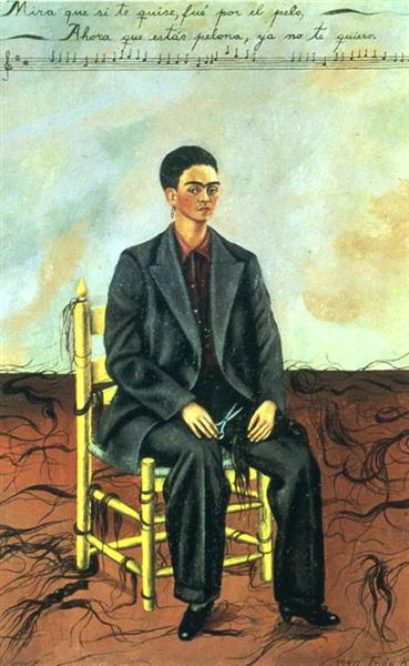 Self Portrait with Cropped Hair by Frida Kahlo
