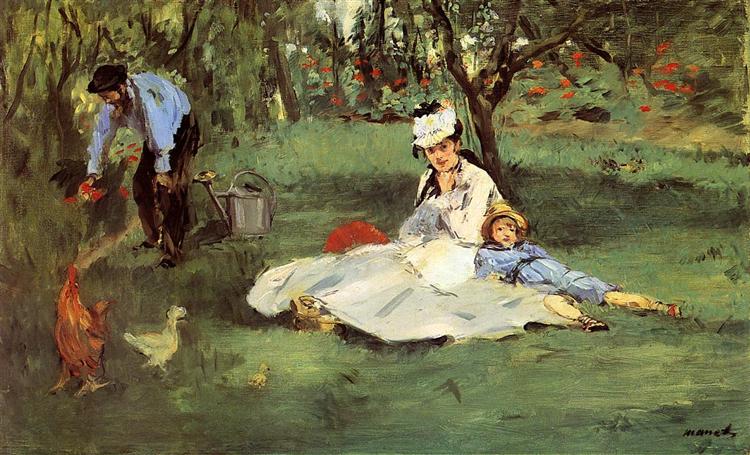 The Monet family in their garden at Argenteuil by Edouard Manet